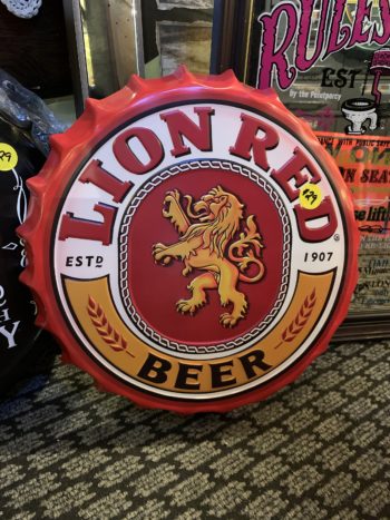 Lion Red bottle cap sign