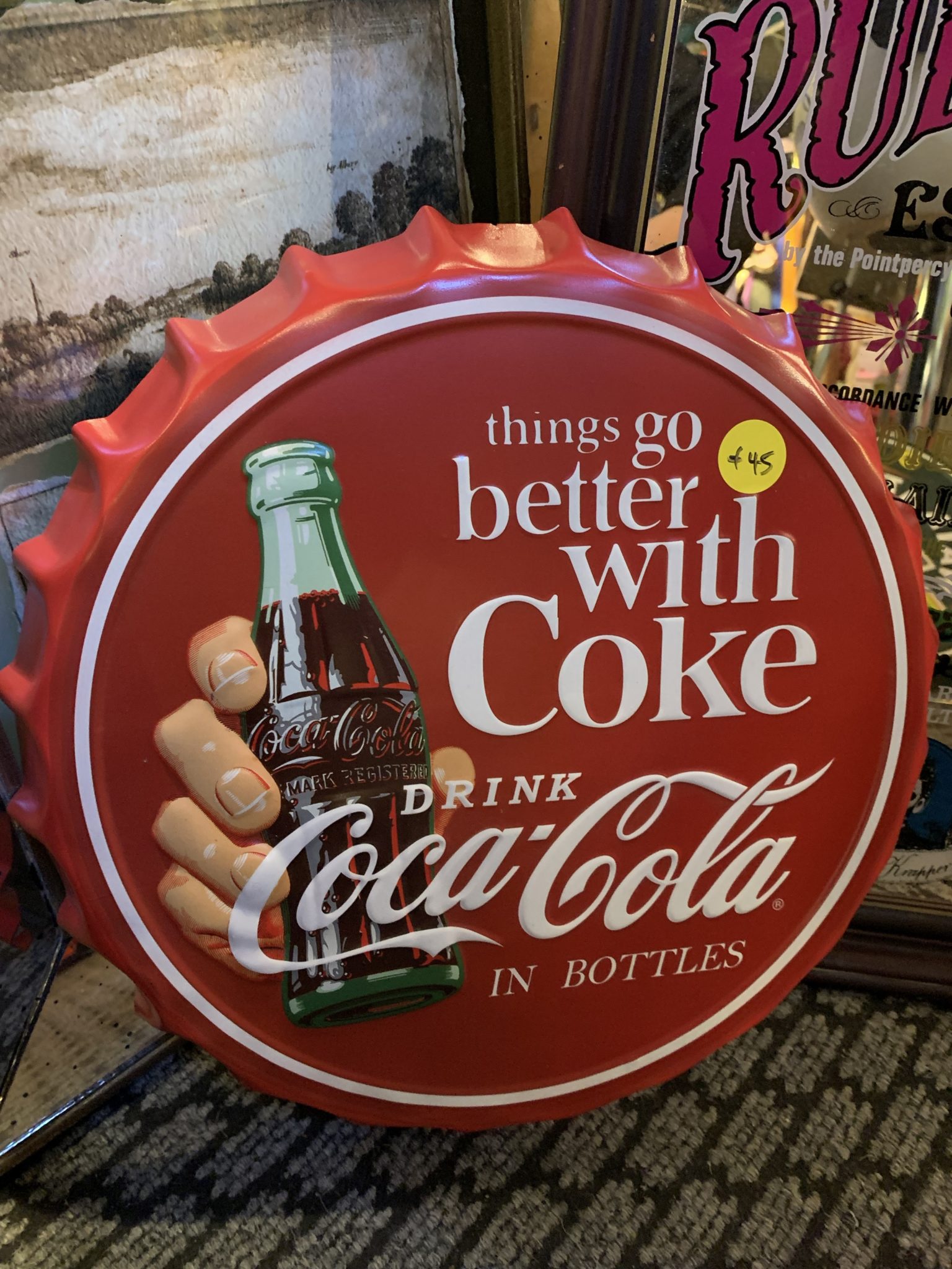 Coca Cola Bottle Cap sign Just Plane Interesting