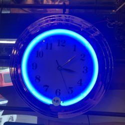 Neon wall clock: blue