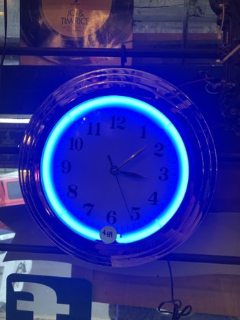 Neon wall clock: blue