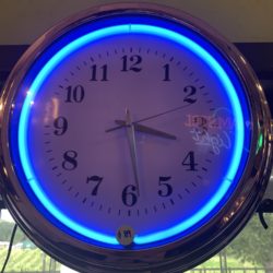 Blue neon wall clock