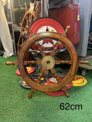 Wood and brass ships wheel 62cm