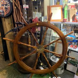 Wood and brass ships wheel 123cm