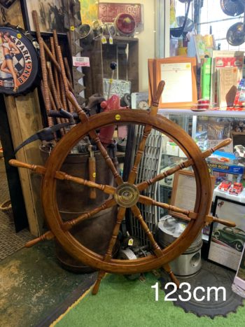 Wood and brass ships wheel 123cm