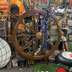 Wood and brass ships wheel 183cm